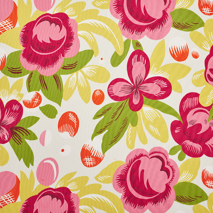 Juin Poppy & Yellow 177531 by Schumacher Fabric FLOWER POWER See Sample THAILAND - </p><p>Repeat: Horizontal: 27" (69CM) and Vertical: 15 1/2" (39CM) 54 1/4" (138CM) - Fabric Carolina -