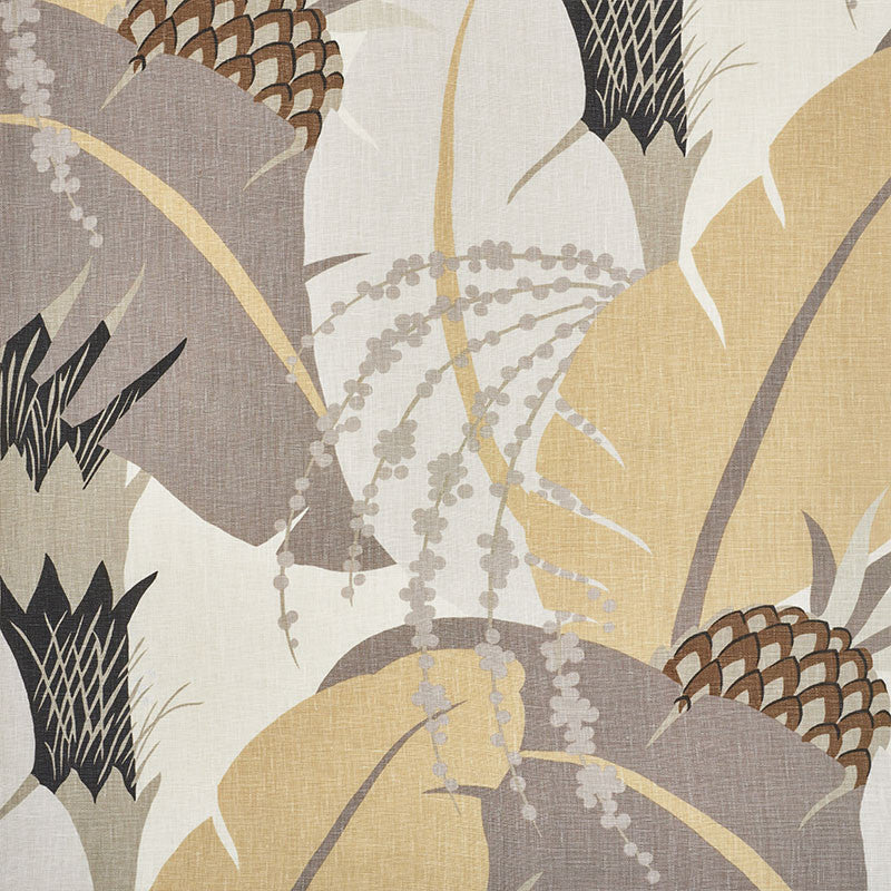 Ananas Neutral 177542 by Schumacher Designer Fabric TROPICANA See Sample THAILAND - </p><p>Repeat: Horizontal: 26 1/2" (67CM) and Vertical: 31 1/2" (80CM) 53" (134CM) - Swanky Fabrics -