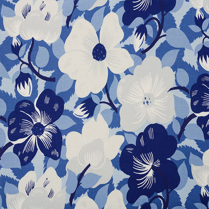 Magnolias Blues 177562 by Schumacher Designer Fabric FLOWER POWER See Sample UNITED KINGDOM - </p><p>Repeat: Horizontal: 21 3/4" (55CM) and Vertical: 27" (69CM) 54 1/2" (138CM) - Swanky Fabrics -