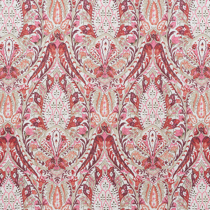 Layla Paisley Plum & Pink 177672 by Schumacher Designer Fabric Ottoman-Chic 90% Linen, 10% Nylon - Horizontal: 17.75 and Vertical: 34.5 53.5 - Swanky Fabrics -