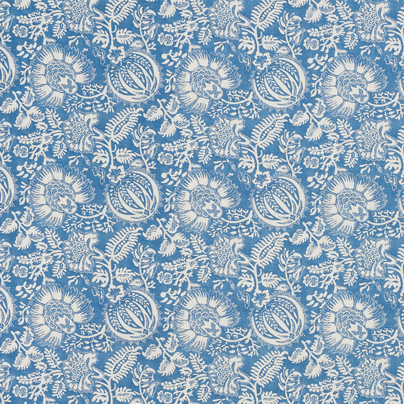 Pomegranate Print Indigo 177690 by Schumacher Designer Fabric CHAMBRAY See Sample THAILAND - </p><p>Repeat: Horizontal: 11 1/4" (29CM) and Vertical: 9" (23CM) 55 1/2" (141CM) - Swanky Fabrics -