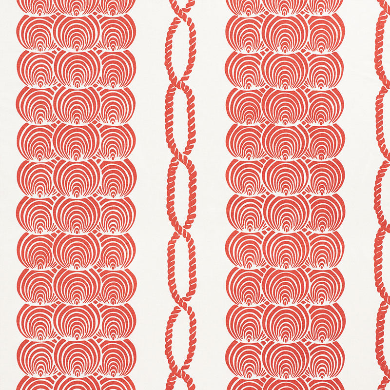 Coralline Red 177783 by Schumacher Fabric NAUTILUS See Sample UNITED STATES OF AMERICA MEDIUM DUTY </p><p>Repeat: Horizontal: 35 3/4" (91CM) and Vertical: 25" (64CM) 54" (137CM) - Fabric Carolina -
