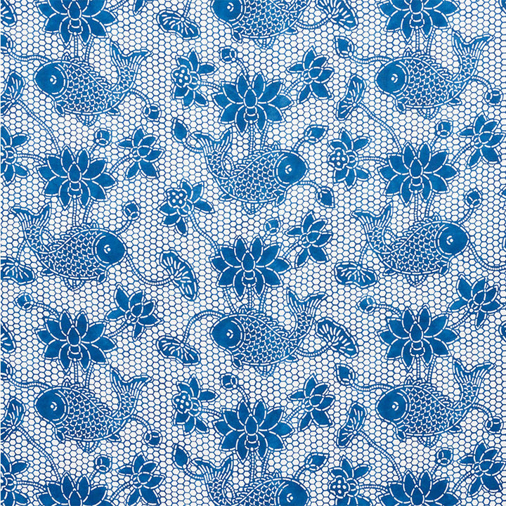 Lotus Batik Indigo 177790 by Schumacher Fabric Nautilus 100% Linen - Horizontal: 26 and Vertical: 24.5 55 - Fabric Carolina -