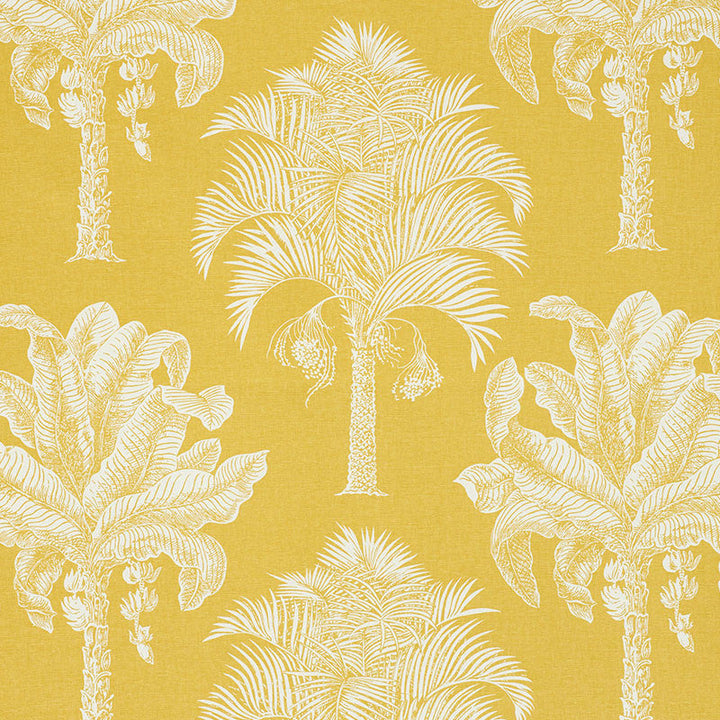 Grand Palms Gold 178001 by Schumacher Designer Fabric NEW TRADITIONAL See Sample UNITED STATES OF AMERICA MEDIUM DUTY </p><p>Repeat: Horizontal: 27" (69CM) and Vertical: 25" (64CM) 54" (137CM) - Swanky Fabrics -