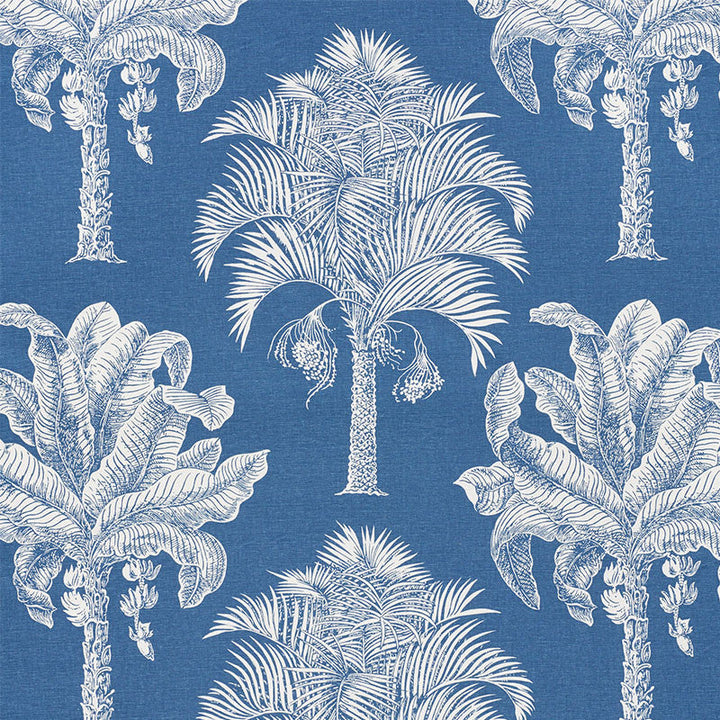 Grand Palms Blue 178002 by Schumacher Fabric Schumacher Fabric Grand Palms Blue 178002Fabric LINEN 55% UNITED STATES OF AMERICA </p><p>Repeat: H: HORZ. 27" (69CM) , V: VERT. 25" (64CM) 54 - Fabric Carolina -