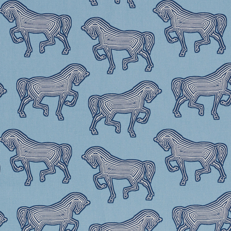 Faubourg Blue 178011 by Schumacher Fabric CLUB CAVALIER COTTON 100% UNITED STATES OF AMERICA WYZENBEEK 15,000 </p><p>Repeat: Horizontal: 10 3/4" (27CM) and Vertical: 8 1/2" (22CM) 54.5 - Fabric Carolina -