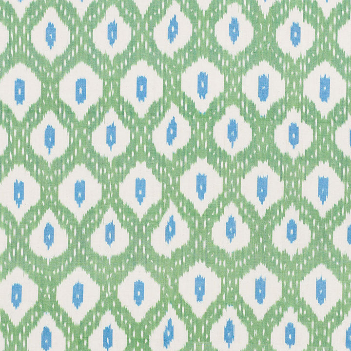 Indio Ikat Green 178070 by Schumacher Designer Fabric FREE SPIRIT See Sample INDIA - </p><p>Repeat: Horizontal: 4 1/4" (11CM) and Vertical: 7 1/4" (18CM) 59" (150CM) - Swanky Fabrics -