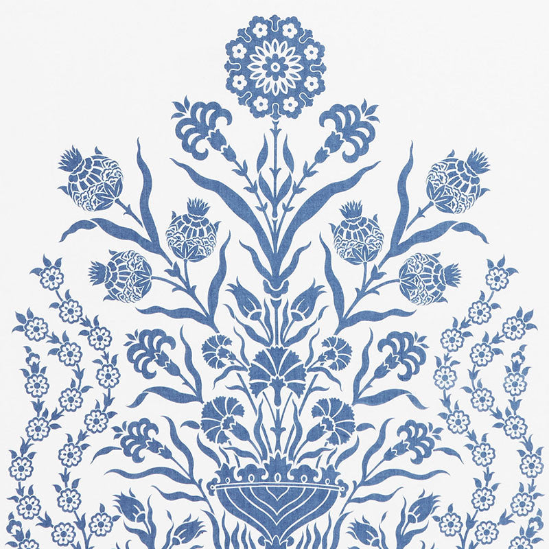 Iznik Sheer Blue 178090 by Schumacher Fabric Ottoman-Chic 65% Polyester, 20% Linen, 11% Viscose, 4% Liyosel - Horizontal: 118 and Vertical: 50.25 118 - Fabric Carolina -