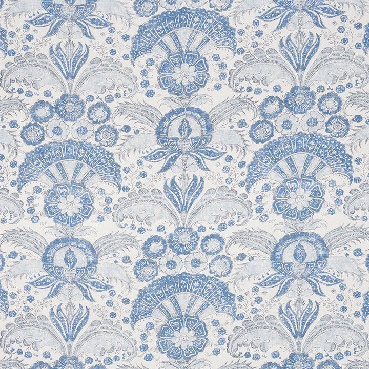 Calicut Delft 178100 by Schumacher Designer Fabric MALABAR HILL See Sample UNITED KINGDOM - </p><p>Repeat: Horizontal: 13 1/2" (34CM) and Vertical: 30 3/8" (77CM) 53 1/2" (136CM) - Swanky Fabrics -