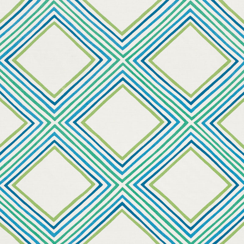 Square Dance Peacock 178270 by Schumacher Fabric VERA NEUMANN See Sample UNITED KINGDOM - </p><p>Repeat: Horizontal: 13 1/2" (34CM) and Vertical: 12" (30CM) 54 1/2" (138CM) - Fabric Carolina -