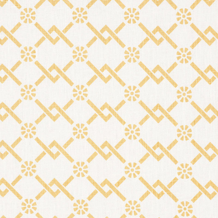 Fretwork Flower Saffron 178311 by Schumacher Fabric TIMOTHY CORRIGAN LINEN 100% UNITED STATES OF AMERICA WYZENBEEK 15,000 </p><p>Repeat: Horizontal: 2 3/4" (7CM) and Vertical: 1 7/8" (5CM) 54 - Fabric Carolina -