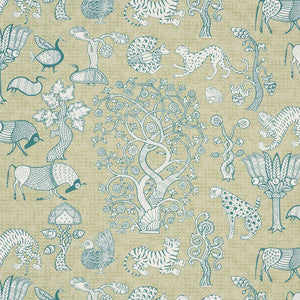 Animalia Peacock & Leaf 178321 by Schumacher Fabric