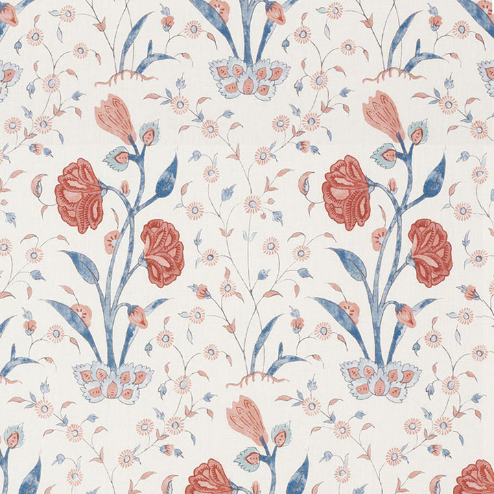 Khilana Floral Delft & Rose 178330 by Schumacher Fabric PALAMPORE See Sample THAILAND - </p><p>Repeat: Horizontal: 6 3/4" (17CM) and Vertical: 30 3/4" (78CM) 54 1/4" (138CM) - Fabric Carolina -