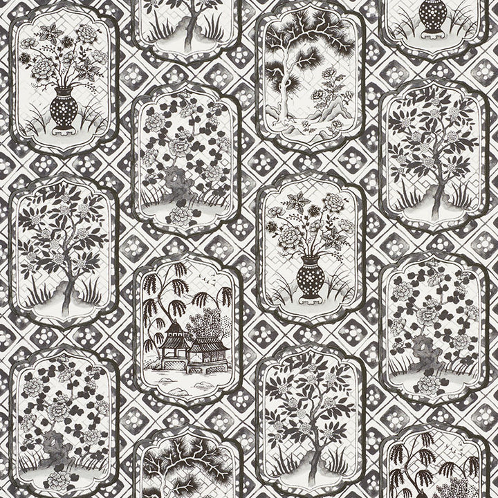 Ting Ting Black 178570 by Schumacher Fabric JOHNSON HARTIG FOR LIBERTINE COTTON 100% UNITED KINGDOM </p><p>Repeat: Horizontal: 54" (137CM) and Vertical: 38" (97CM) 54 - Fabric Carolina -