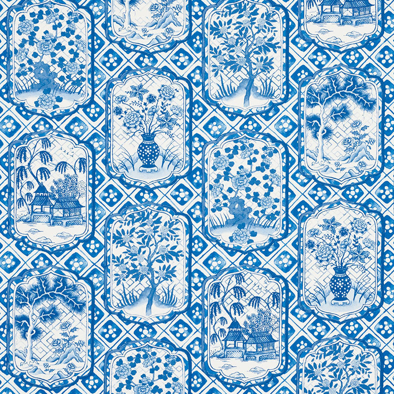 Ting Ting Blue 178571 by Schumacher Designer Fabric JOHNSON HARTIG FOR LIBERTINE COTTON 100% UNITED KINGDOM </p><p>Repeat: Horizontal: 54" (137CM) and Vertical: 38" (97CM) 54 - Swanky Fabrics -