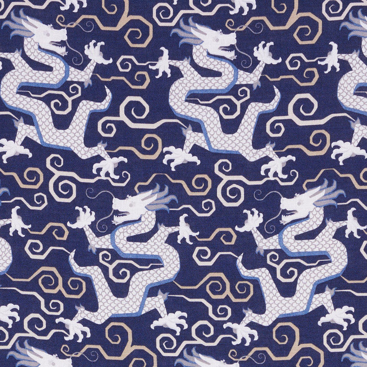 Bixi Dragon Blue 179000 by Schumacher Designer Fabric SCHUMACHER x WILLIAMS SONOMA See Sample UNITED KINGDOM - </p><p>Repeat: Horizontal: 6 3/4" (17CM) and Vertical: 13 1/2" (34CM) 54" (137CM) - Swanky Fabrics -