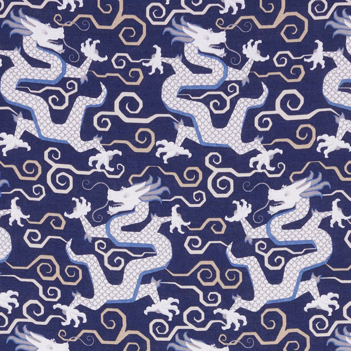 Bixi Dragon Blue 179000 by Schumacher Fabric SCHUMACHER x WILLIAMS SONOMA LINEN 90% NYLON 10% UNITED KINGDOM </p><p>Repeat: Horizontal: 6 3/4" (17CM) and Vertical: 13 1/2" (34CM) 54 - Fabric Carolina -