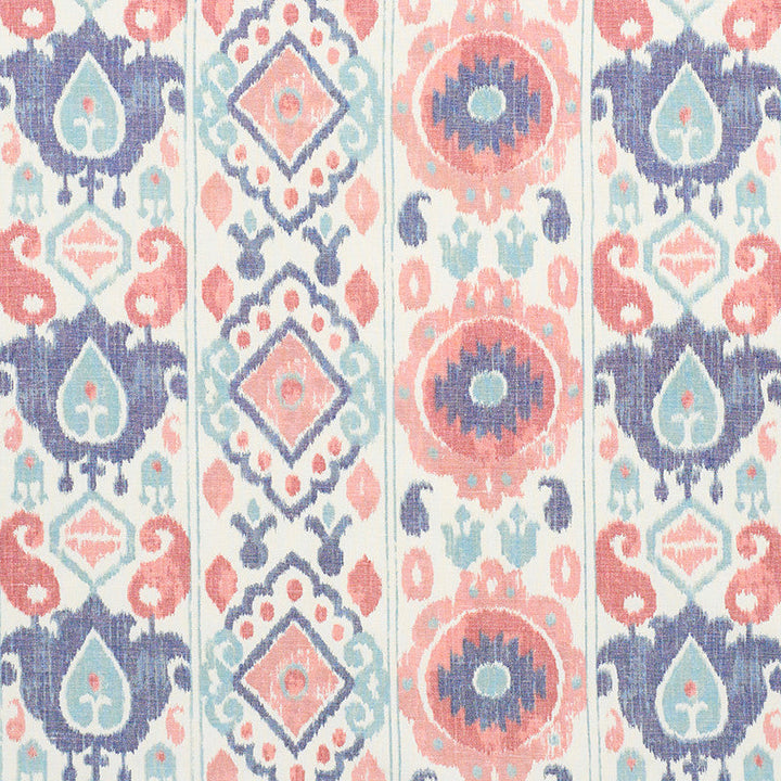 Elizia Ikat Rose & Indigo 179052 by Schumacher Designer Fabric PERFECT PAIRS See Sample INDIA - </p><p>Repeat: Horizontal: 26 1/2" (67CM) and Vertical: 23 1/2" (60CM) 54" (137CM) - Swanky Fabrics -