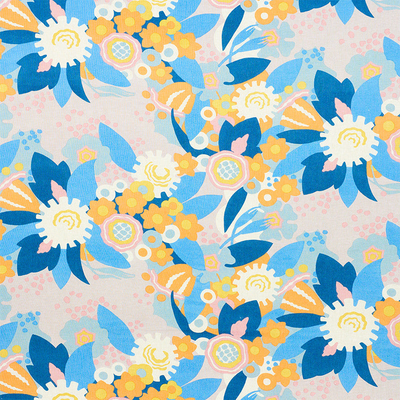 Anita Lilac & Orange 179070 by Schumacher Designer Fabric FLOWER POWER See Sample UNITED KINGDOM - </p><p>Repeat: Horizontal: 55 1/4" (140CM) and Vertical: 17 1/2" (44CM) 55" (140CM) - Swanky Fabrics -