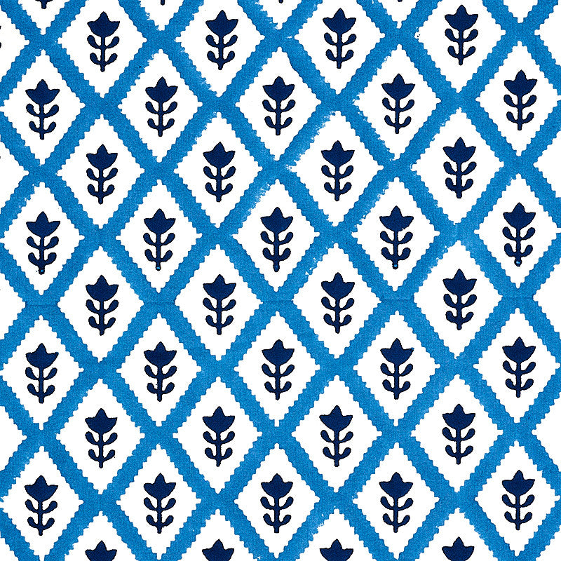 Buti Blue 179230 by Schumacher Fabric MOLLY MAHON HAND BLOCK PRINTS COTTON 100% INDIA </p><p>Repeat: Horizontal: 2" (5CM) and Vertical: 2 1/4 (6CM) 53 - Fabric Carolina -