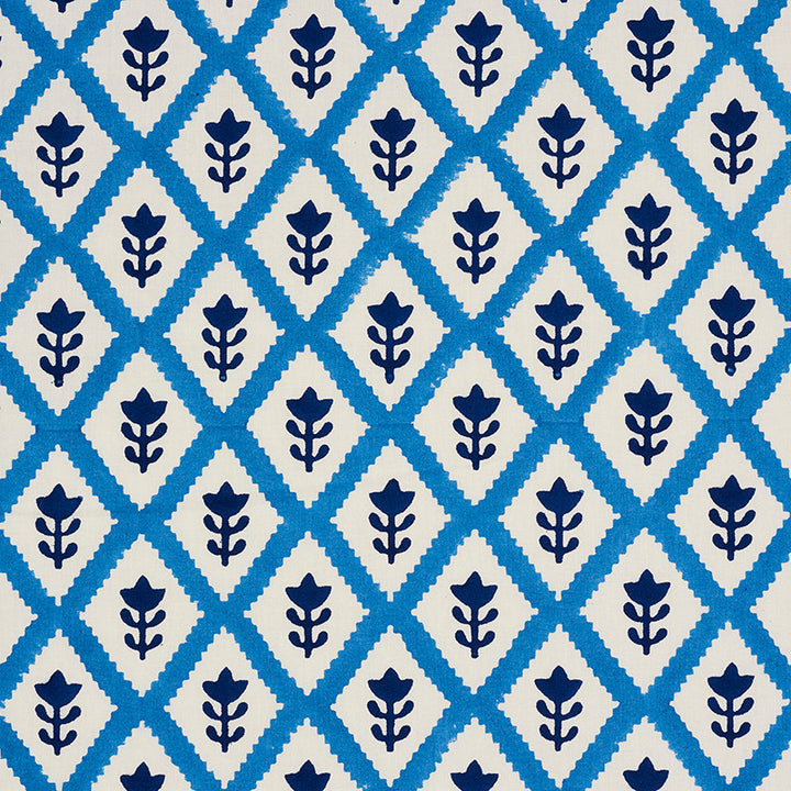 Buti Blue 179230 by Schumacher Fabric MOLLY MAHON HAND BLOCK PRINTS See Sample INDIA - </p><p>Repeat: Horizontal: 2" (5CM) and Vertical: 2 1/4 (6CM) 53" (135CM) - Fabric Carolina -