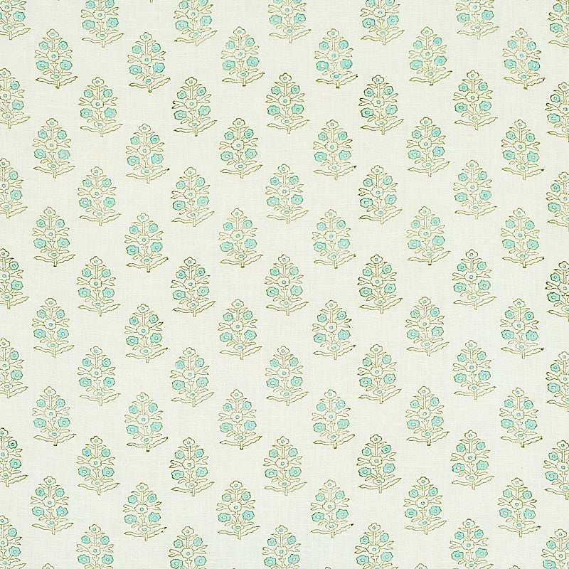 Aditi Hand Blocked Print Green 179361 by Schumacher Fabric JACARANDA LINEN 100% INDIA </p><p>Repeat: Horizontal: 3" (8CM) and Vertical: 3" (8CM) 54 - Fabric Carolina -