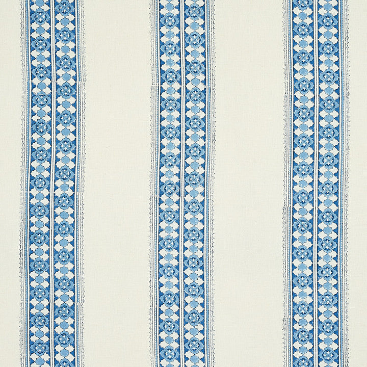 Amira Hand Blocked Print Indigo 179371 by Schumacher Designer Fabric JACARANDA LINEN 55% COTTON 45% INDIA </p><p>Repeat: Horizontal: 8 7/8" (23CM) and Vertical: 1 3/4" (4CM) 53 - Swanky Fabrics -