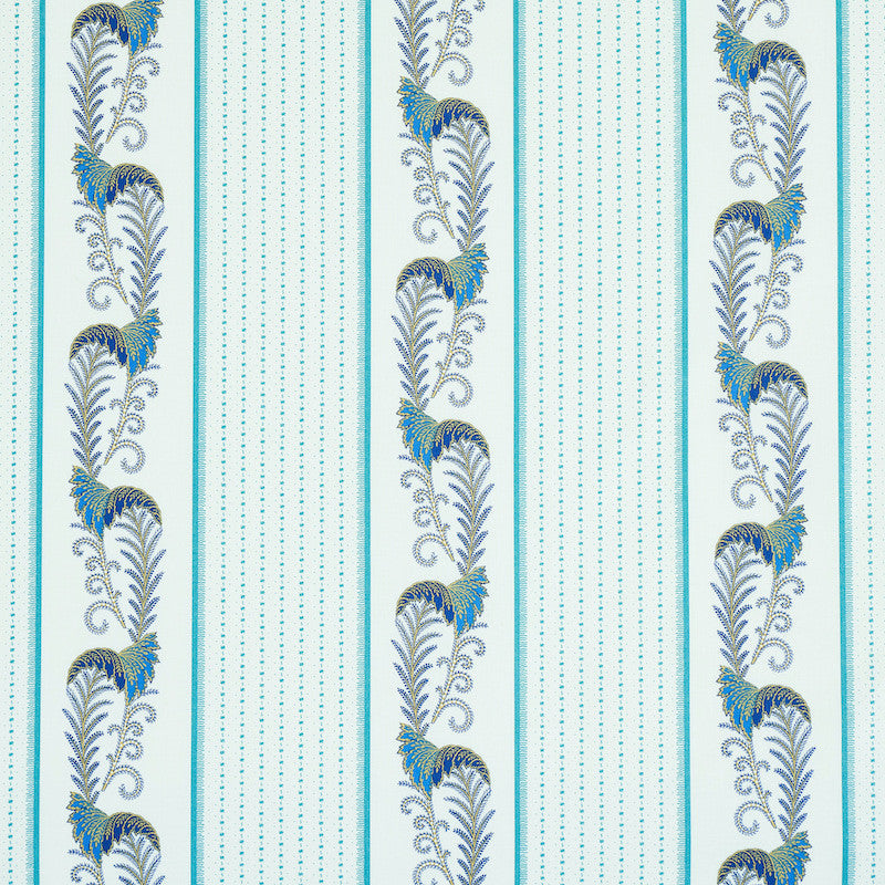 Aleksy Stripe Teal 179381 by Schumacher Fabric Schumacher Fabric Aleksy Stripe Teal 179381Fabric COTTON 100% UNITED KINGDOM </p><p>Repeat: H: HORZ. 18" (46CM) , V: VERT. 27" (69CM) 54 - Fabric Carolina -