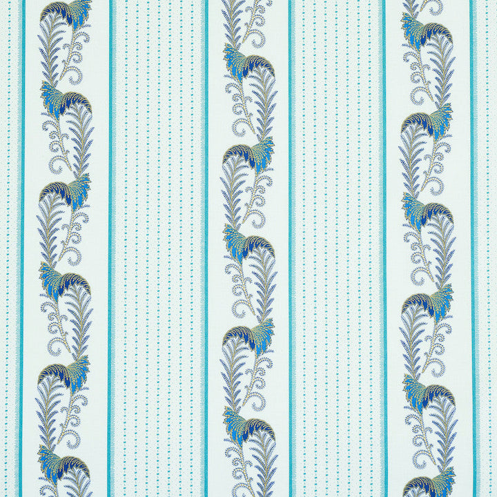 Aleksy Stripe Teal 179381 by Schumacher Fabric Schumacher Fabric Aleksy Stripe Teal 179381Fabric COTTON 100% UNITED KINGDOM </p><p>Repeat: H: HORZ. 18" (46CM) , V: VERT. 27" (69CM) 54 - Fabric Carolina -