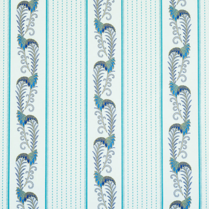 Aleksy Stripe Teal 179381 by Schumacher Fabric Schumacher Fabric Aleksy Stripe Teal 179381Fabric COTTON 100% UNITED KINGDOM </p><p>Repeat: H: HORZ. 18" (46CM) , V: VERT. 27" (69CM) 54 - Fabric Carolina -