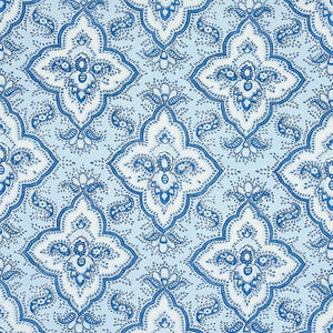 Amalia Medallion Handmade Print Blue 179440 by Schumacher Fabric