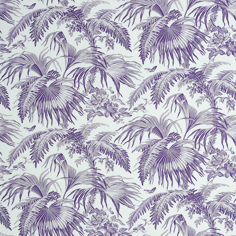 Toile Tropique Purple 179512 by Schumacher Designer Fabric LASERSOHN TOILE COLLECTION COTTON 100% FRANCE </p><p>Repeat: Horizontal: 18" (46CM) and Vertical: 46 3/8" (118CM) 53.5 - Swanky Fabrics -