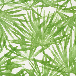 Sunlit Palm Linen Green 179601 by Schumacher Fabric