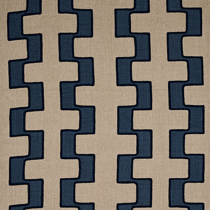 Dixon Embroidered Print Linen Blue 179682 by Schumacher Fabric WORLD VIEW II LINEN 90% ACRYLIC 10% INDIA </p><p>Repeat: Horizontal: and Vertical: 52 - Fabric Carolina -