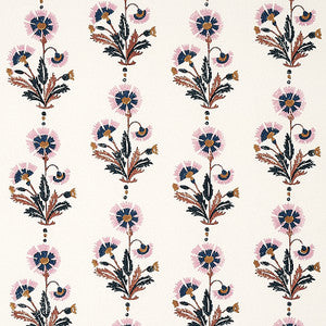 Dianthus Hand Block Print Rust & Rose 179740 by Schumacher Fabric