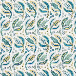 Malabar Vine Peacock 179850 by Schumacher Fabric