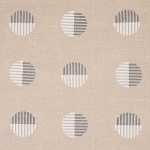 Ando Hand Block Print Ivory & Charcoal On Natural 180002 by Schumacher Fabric