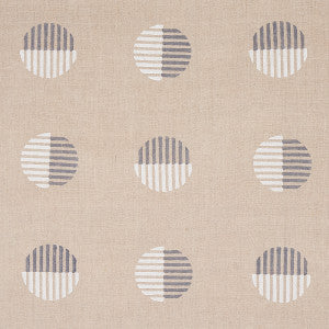 Ando Hand Block Print Ivory & Charcoal On Natural 180002 by Schumacher Fabric