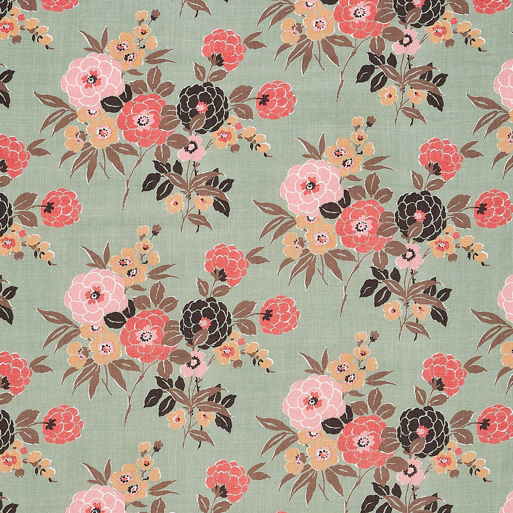 Valentina Floral Green 180023 by Schumacher Fabric Schumacher Fabric Valentina Floral Green 180023Fabric LINEN 100% THAILAND </p><p>Repeat: H: HORZ. 13 1/2" (34CM), V: VERT. 13 1/2" (34CM) 54" (137CM) - Fabric Carolina -