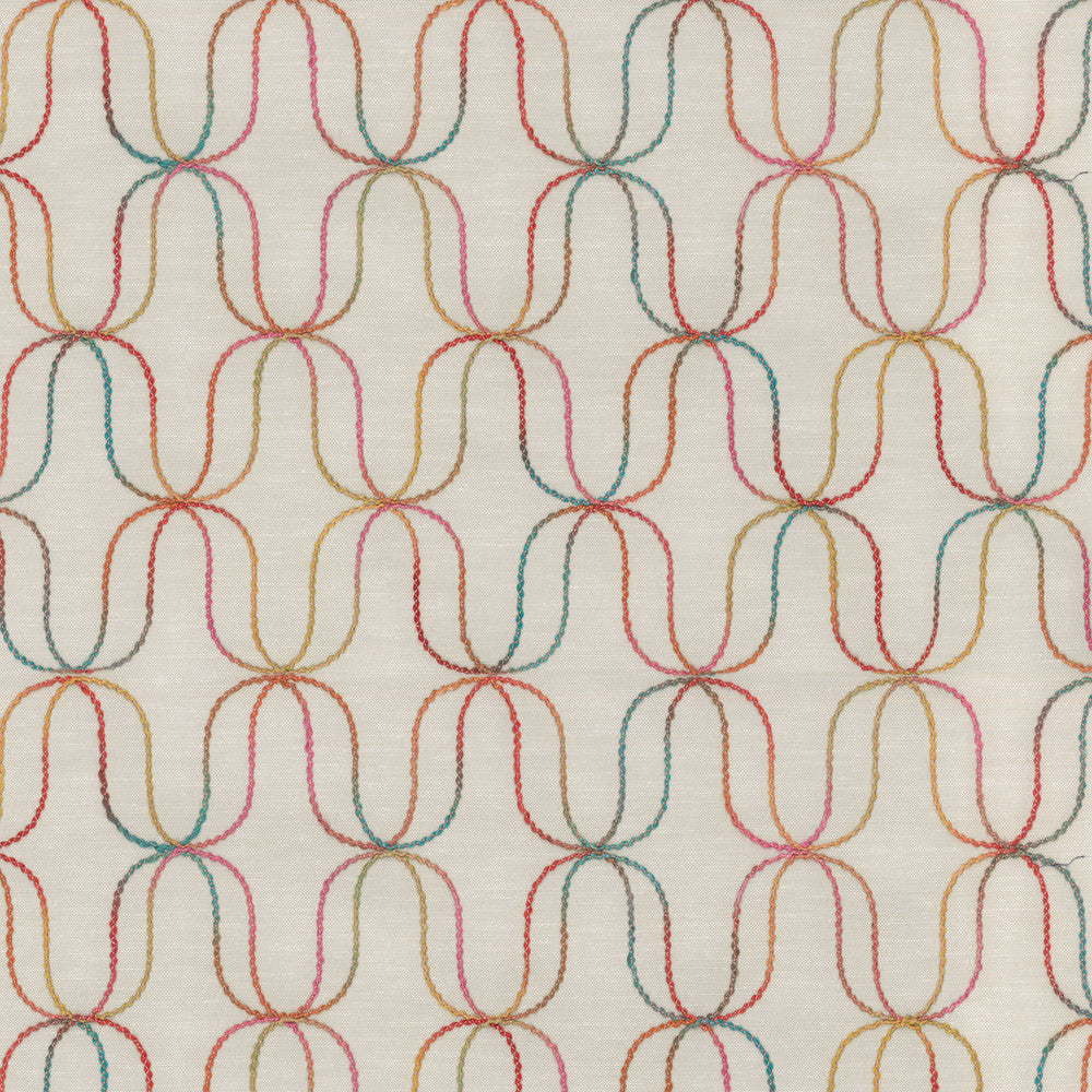 Acoustic Embroidery Retro 180050 by Novogratz Fabric - Base:76%Polyester 24%Cotton Embroid:100%Polyester India 9000 Horizontal: 4.75 and Vertical: 2.75 54 - Fabric Carolina -