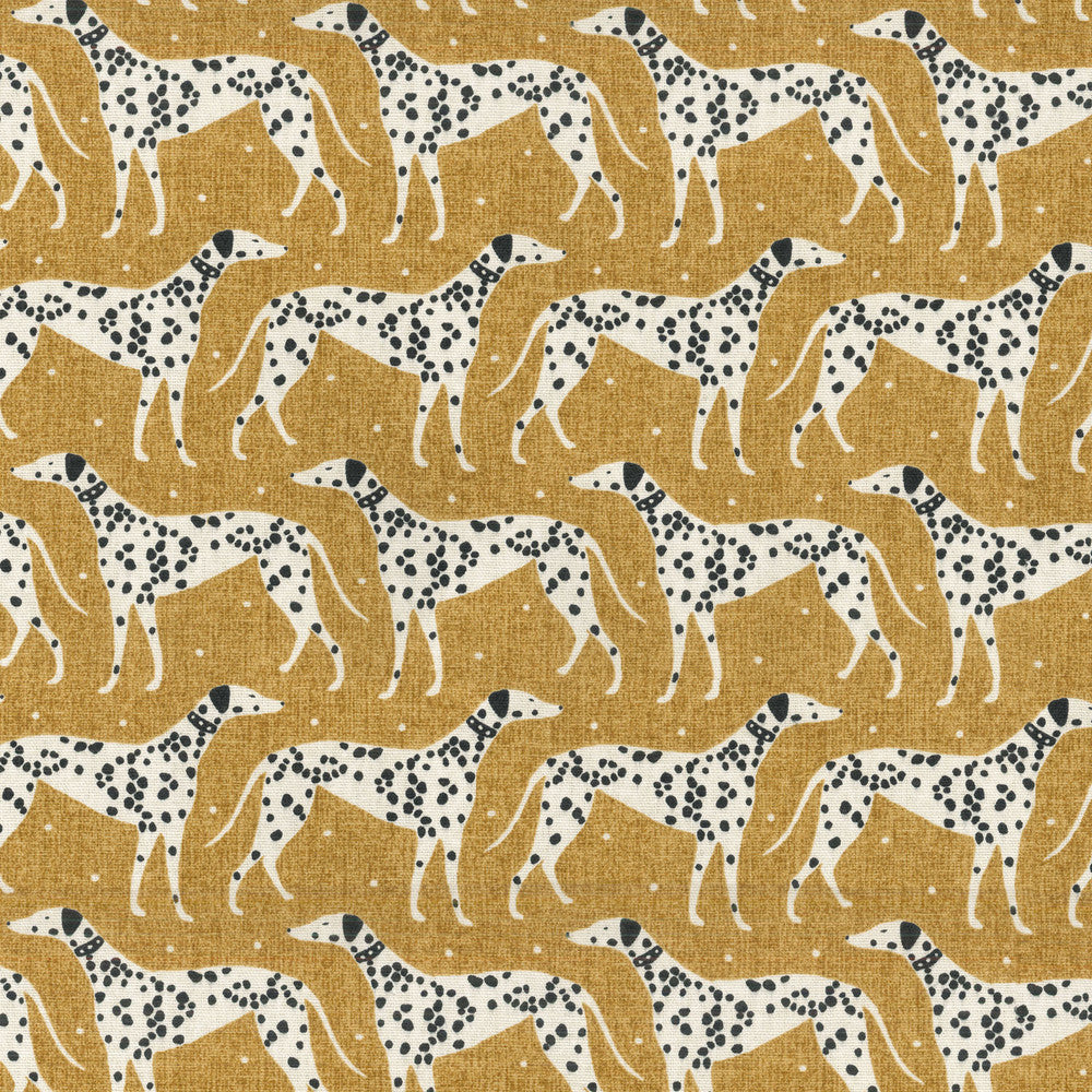Dapper Dalmatian Mustard 180090 by Novogratz Fabric - 100%Cotton USA 15000 Horizontal: 5.4 and Vertical: 6.75 54 - Fabric Carolina -
