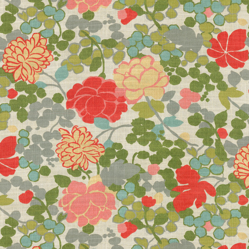 Blossom Coral-Srd 180130 by Novogratz Fabric - 75% Cotton 25% Linen PAKISTAN 30000 Horizontal: 27 and Vertical: 27 54 - Fabric Carolina -