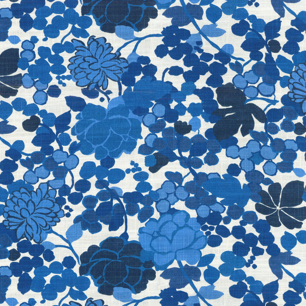 Blossom Indigo 180132 by Novogratz Fabric RETRO 75% Cotton 25% Linen PAKISTAN Wyzenbeek 30,000 Horizontal: 27.00" and Vertical: 27.00" 54" - Fabric Carolina -