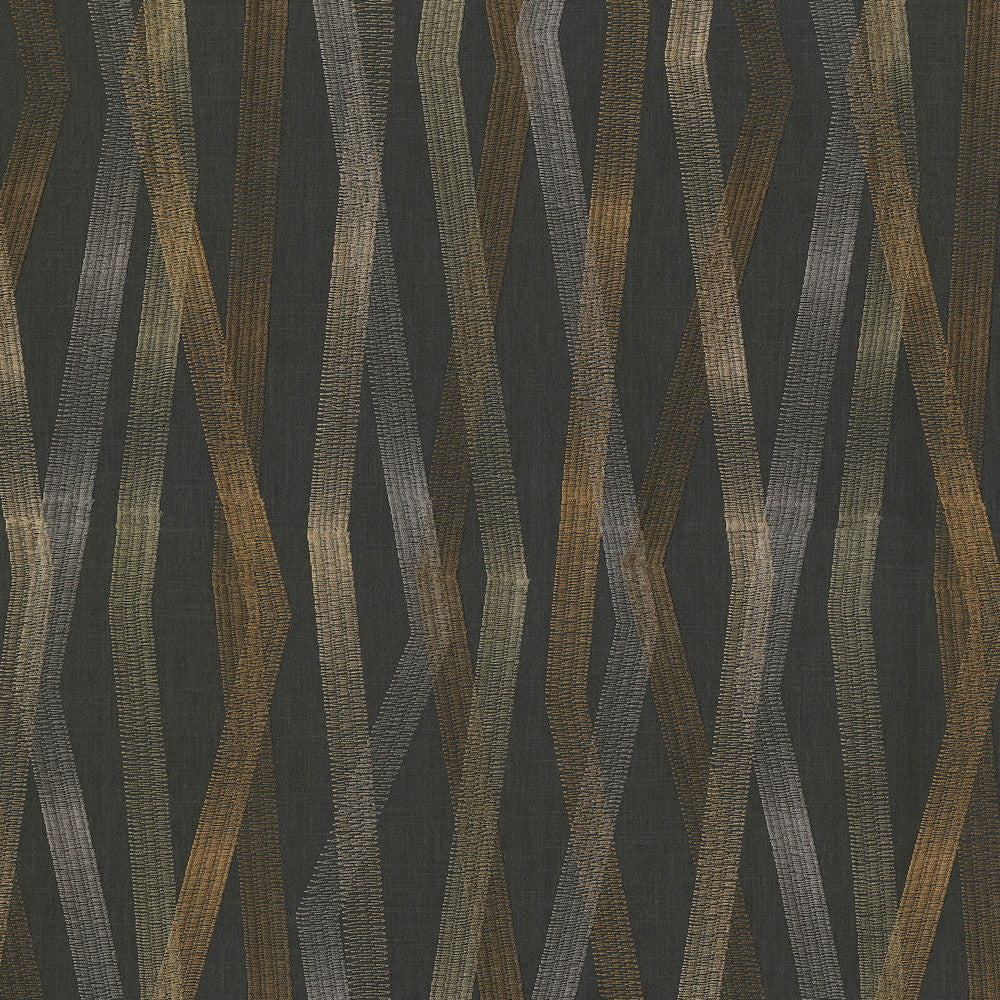 Zig Zag Embroidery Onyx 180225 by Novogratz Designer Fabric - 69% cotton, 31% polyester Embroidery 100% rayon India 51000 Horizontal: 18.5 and Vertical: 13 54 - Swanky Fabrics -