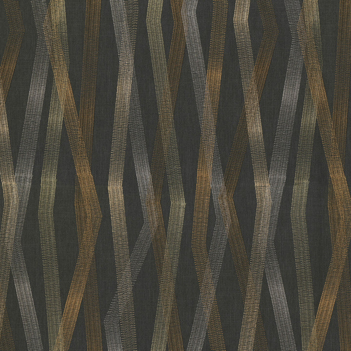 Zig Zag Embroidery Onyx 180225 by Novogratz Designer Fabric - 69% cotton, 31% polyester Embroidery 100% rayon India 51000 Horizontal: 18.5 and Vertical: 13 54 - Swanky Fabrics -
