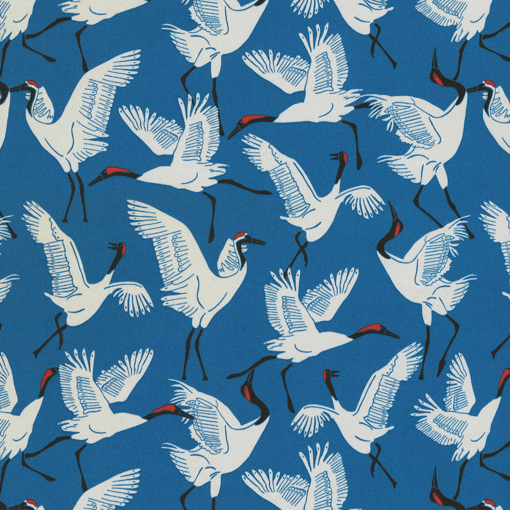 Od Block Cranes Cobalt 180281 by Novogratz Designer Fabric - 100% Polyester PAKISTAN Horizontal: 13.5 and Vertical: 12.75 55 - Swanky Fabrics -
