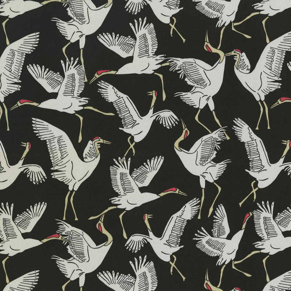 Od Block Cranes Ebony 180282 by Novogratz Designer Fabric - 100% Polyester PAKISTAN Horizontal: 13.5 and Vertical: 12.75 55 - Swanky Fabrics -