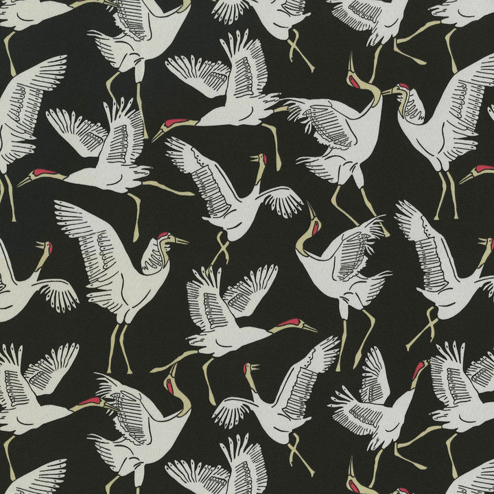 Od Block Cranes Ebony 180282 by Novogratz Designer Fabric - 100% Polyester PAKISTAN Horizontal: 13.5 and Vertical: 12.75 55 - Swanky Fabrics -