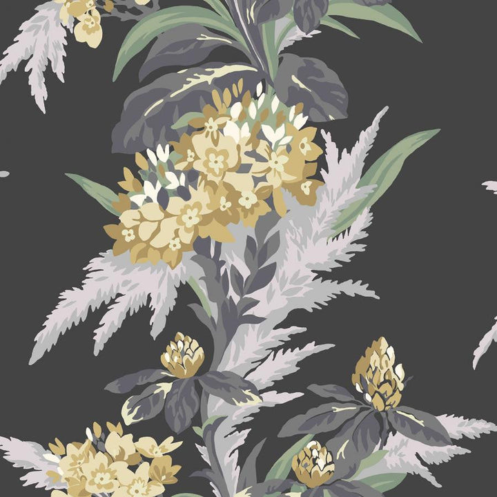 Aurora (Wp) # 01 Jet by 1838 Wallcoverings Designer Wallpaper Aurora HALF DROP PASTE THE WALL UNITED KINGDOM V-21" 20.5"X11YD - Swanky Fabrics -