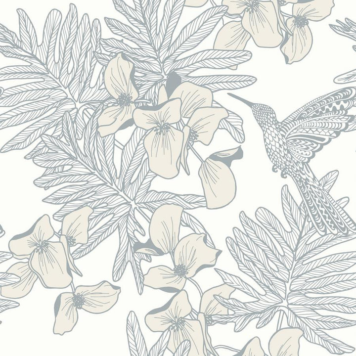 Hummingbird (Wp) # 05 Mist by 1838 Wallcoverings Wallpaper Aurora STRAIGHT PASTE THE WALL UNITED KINGDOM V-21" 20.5"X11YD - Fabric Carolina -